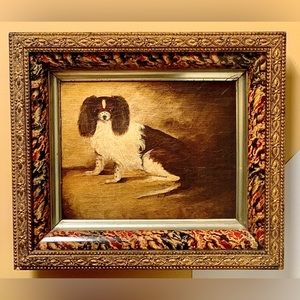 Vintage Framed Cavalier King Charles Spaniel Dog Portrait by Mary Beth Baxter
